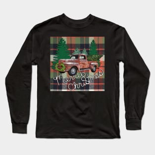 Christmas Red Truck Tree Vintage Traditional Merry Christmas Gifts Long Sleeve T-Shirt